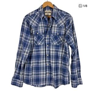 Ariat Men's Blue Plaid Long-Sleeve Shirt
